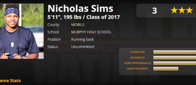 Nicholas Sims ‘GOAT’, Murphy HS, Mobile, Alabama Hits STEALTH TOP 60!